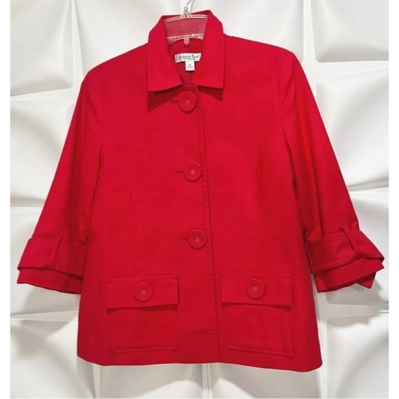 Coldwater Creek Sz 8 Red Blazer m Jacket Lined Womens Nautical - Picture 1 of 7